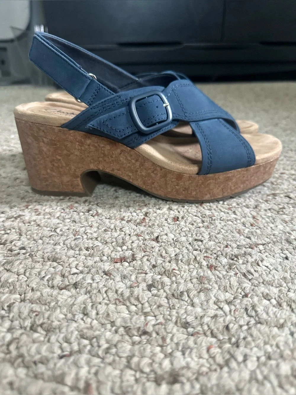 Clarks Platform Sandals Denim Blue Size 9